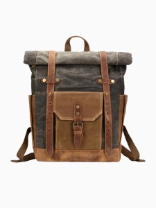 Waterproof waxed canvas leather travel backpack