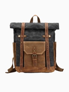 Waterproof waxed canvas leather travel backpack