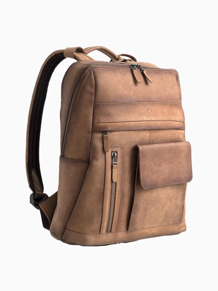 Brown Top Grain Leather Backpack For Women