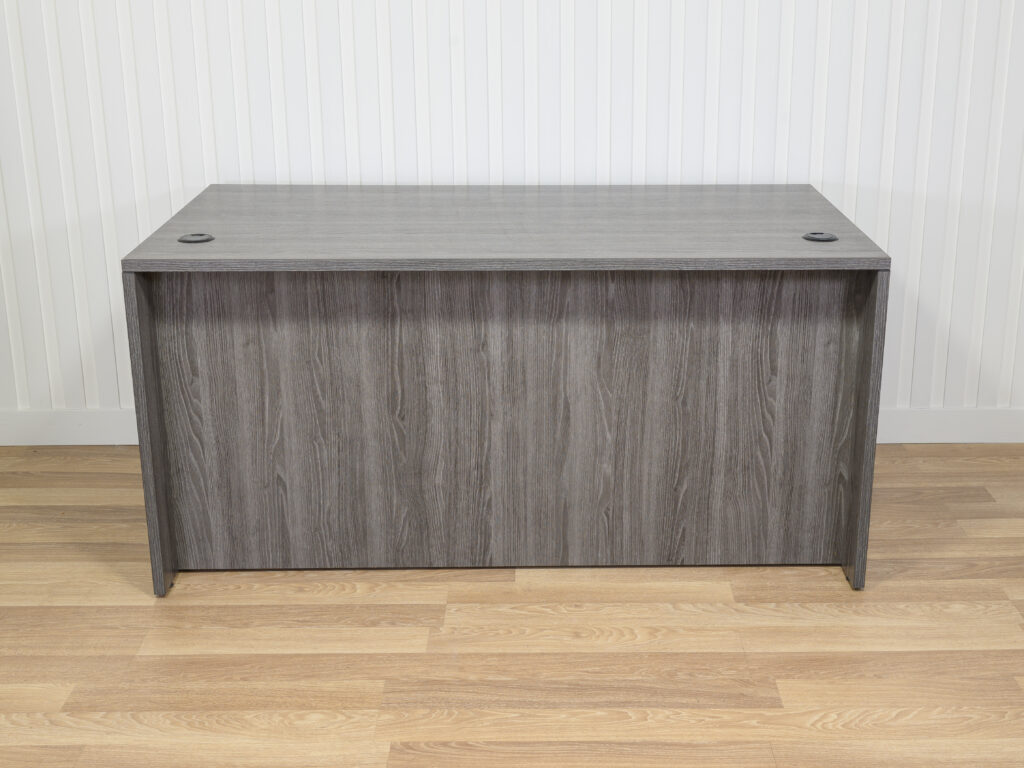 Bureau de travail gris avec caisson 2 tiroirs et clé