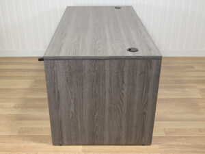 Bureau de travail gris avec caisson 2 tiroirs et clé