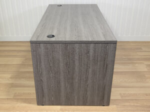 Bureau de travail gris avec caisson 2 tiroirs et clé