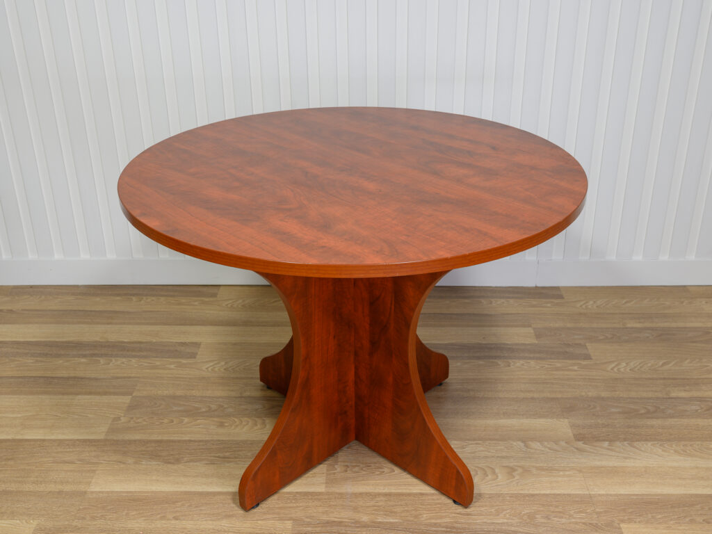 Table ronde de réunion bois rouge-brun 42 po