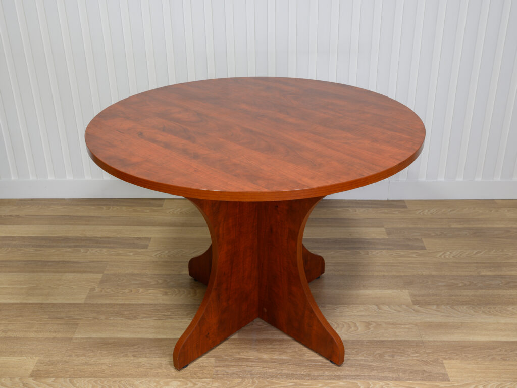 Table ronde de réunion bois rouge-brun 42 po